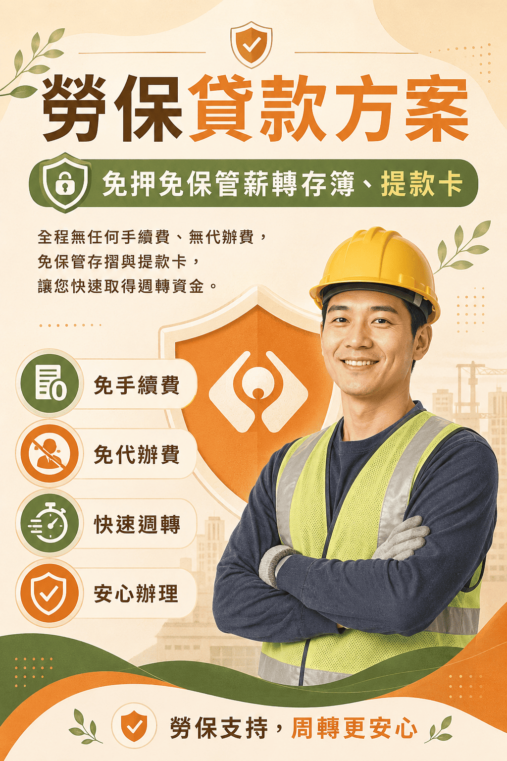 勞保貸款方案【免押免保管薪轉存簿,提款卡】